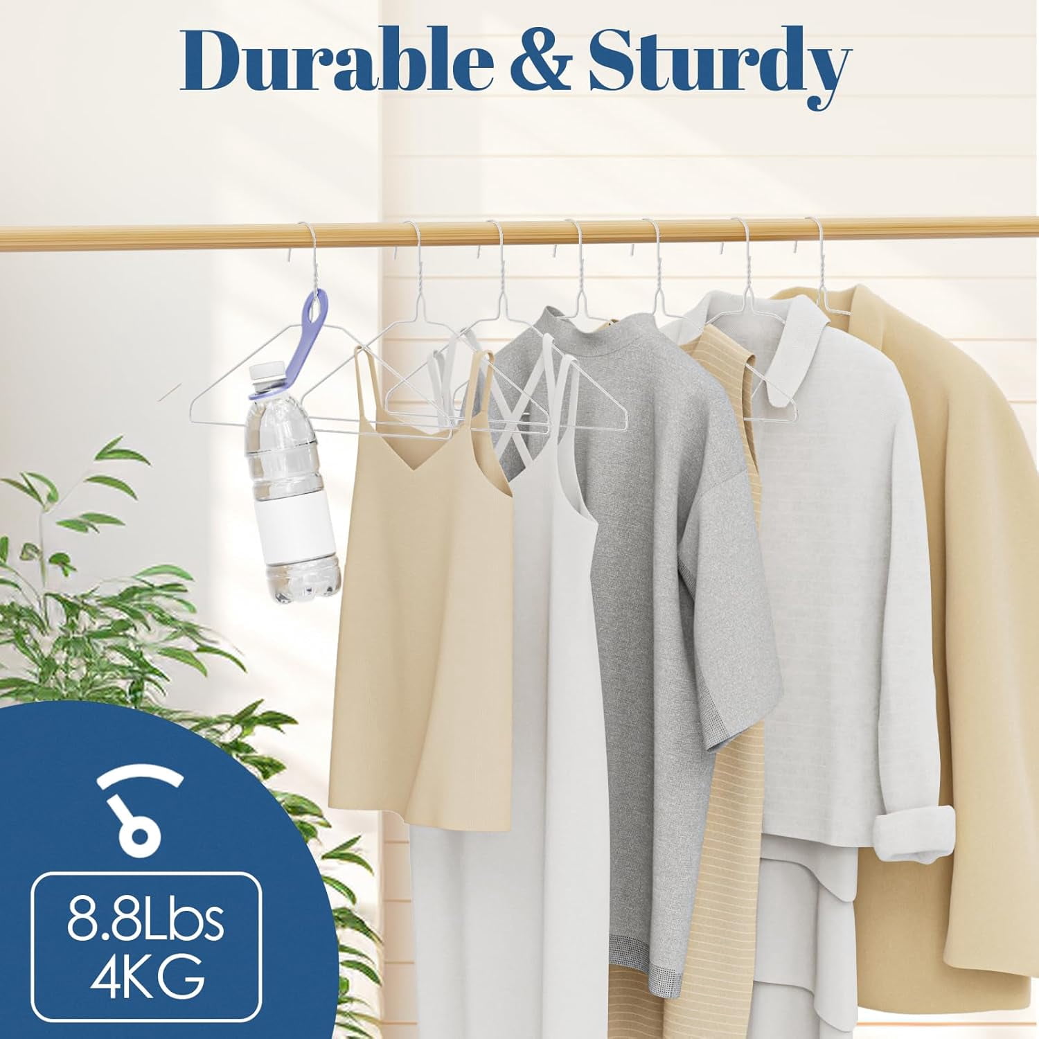 SPECILITE 18in Wire Metal Clothes Hangers Bulk 100 Pack, Space Saving, Ultra Thin for Large Size Suits, Coats, White