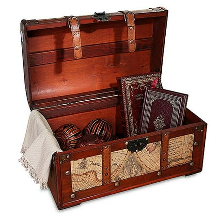 Large Wood Map Decor Box