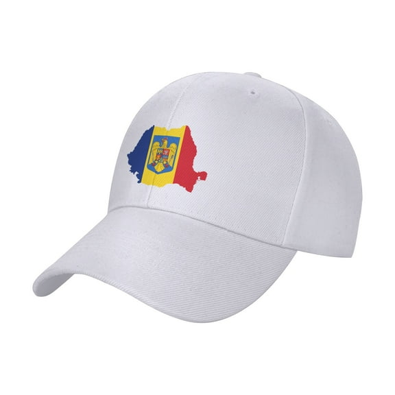 TEQUAN Peaked Cap Romania Geography Map Flag Adult Unisex Adjustable Curved Brim Baseball Cap Hat, White