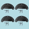 thumbnail image 2 of Renovators Supply Black Cabinet Cup Bin Pull 3.65" W x 1.7" H Antique Wrought Iron Kitchen Drawer or Dresser Handles w/Rust Resistant Cup Bin Pulls w/Screws Pack of 4, 2 of 8