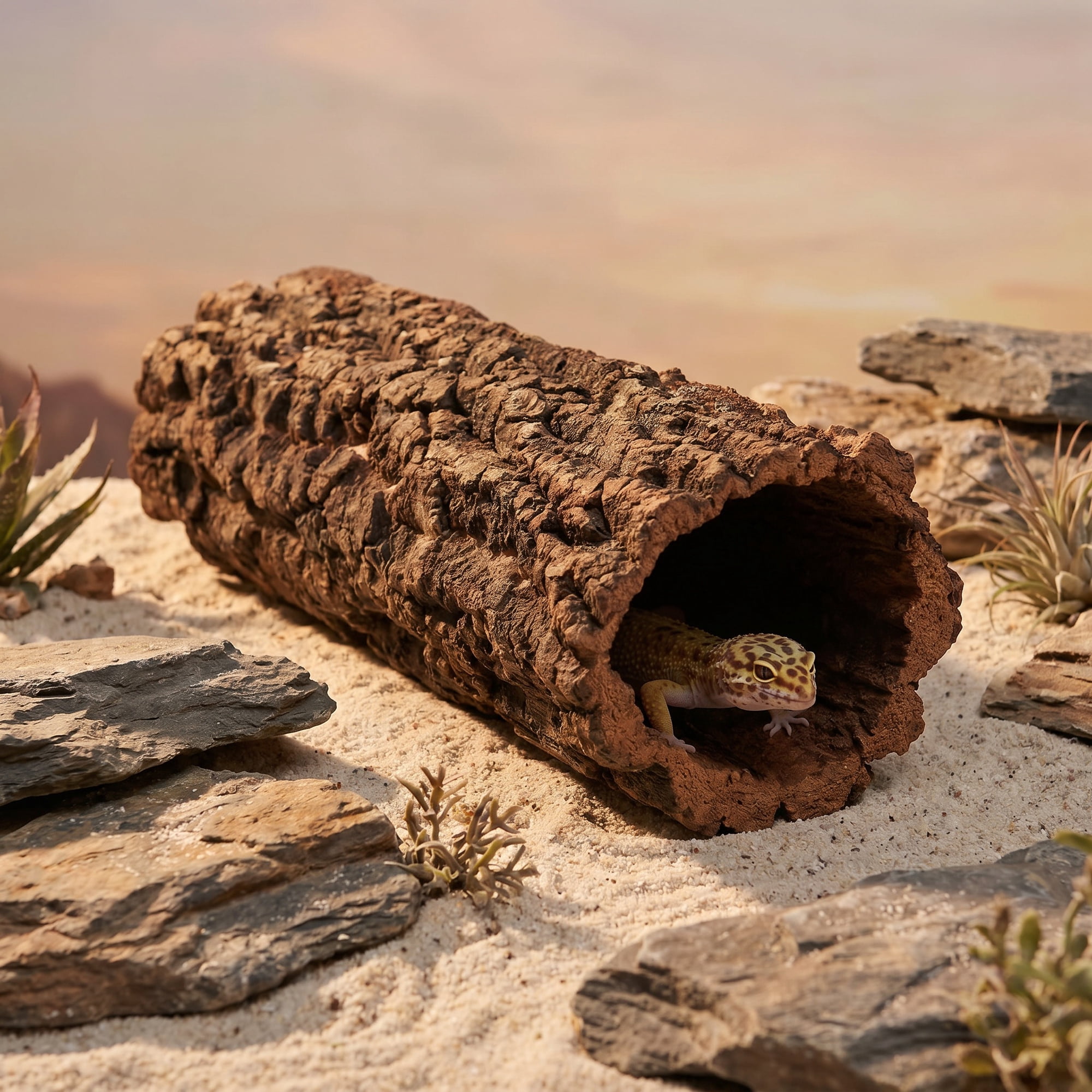BESTYASH Reptile Terrarium Hideout Cave Log for Gecko Turtle Snake with Natural Coffee Color