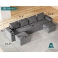 thumbnail image 5 of VanAcc Sectional Sofa, 114" Modular Sectional Sofa with USB Ports & Cup Holder, 6 Seats U Shaped Couch with Storage, 4 Pieces Set Sectional Couch Gray, 5 of 6