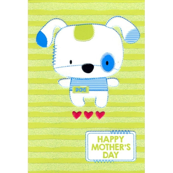 Pictura Puppy Dog : Fuzzy Rag Doll Cute Mother's Day Card for Mom