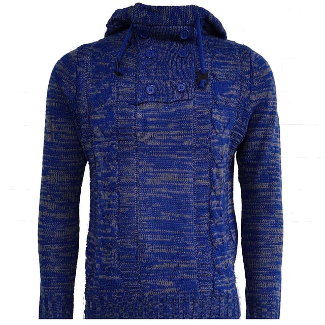 2024 European Men's Knitted Hooded Sweater Winter Oversized High Neck Pullover Casual Comfortable Border Clothing