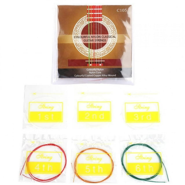 Oubit Guitar Metal Strings,6pcs/Set Metal Nylon Strings Guitar Strings Replacement Guitar Accessory Streamlined Design