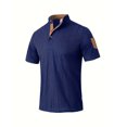thumbnail image 4 of pstuiky camisetas de hombre, Blusa informal de color liso con botones y bolsillos, manga corta y cuello alto para hombre camisetas de hombre l, 4 of 9