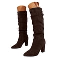 thumbnail image 3 of YLYL Suede Knee High Boots for Women Slouchy Chunky High Heel Pointed Toe Pull on Fashion Riding Long Boots, 3 of 9