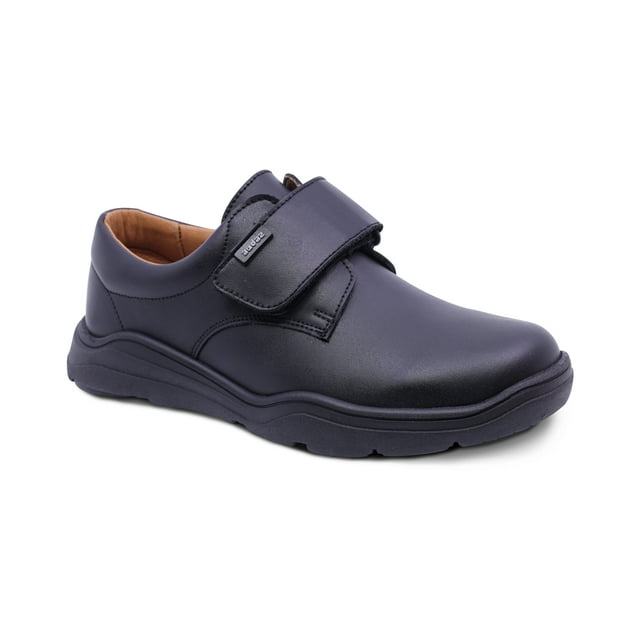 Zapato escolar Audaz para niño de piel en negro Pilatus con tira de contacto