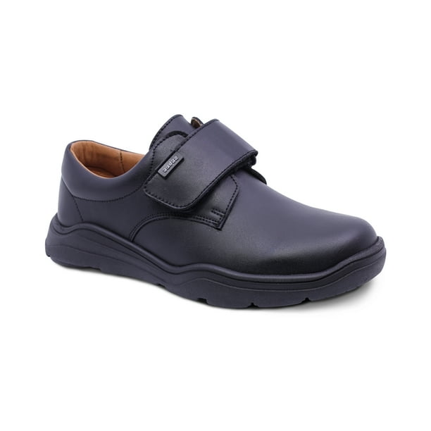 Zapato escolar Audaz para niño de piel en negro Pilatus con tira de contacto