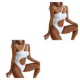 thumbnail image 2 of Minnieouse Poliéster Mujeres Bikinis Alambre Irregular Sexy Chicas Damas Color sólido Playa Natación Traje de baño Traje de baño Blanco Blanco S 2piezas, 2 of 6