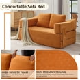 thumbnail image 4 of VLDTDRDI 1000LBS 70"W Convertible Sofa Bed,Pull Out Loveseat Sleeper Sofa,Queen Size Chenille Sleeper Loveseat with 2 Throw Pillows,Fold Out Floor Couch for Living Room,Orange, 4 of 7
