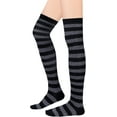 thumbnail image 3 of Womens Thigh High Socks Striped High Knee Socks Knee High Socks Long Socks Over the Knee Leg Warmers, 3 of 4