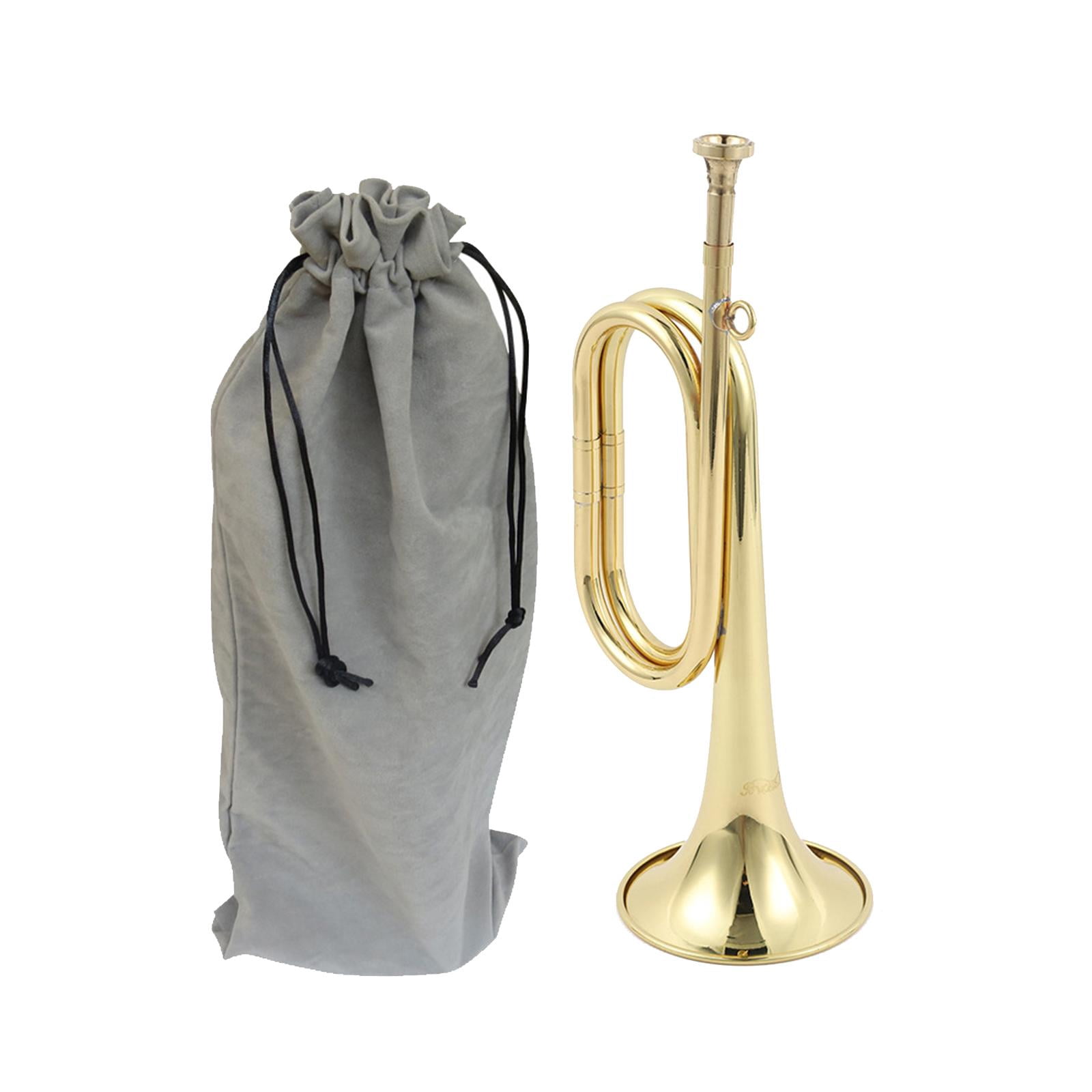 Scout Bugle Brass Bugle Music Instrument Classic Style with Mouthpiece Cavalry Trumpet Marching Bugle for Orchestra Band Adults B