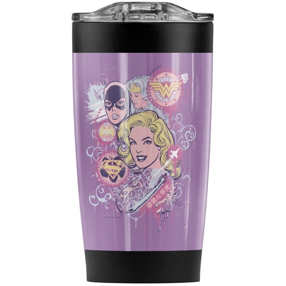 Justice League Justice Is Pretty Stainless Steel Tumbler 20 oz Coffee Travel Mug/Cup, Vacuum Insulated & Double Wall with Leakproof Sliding Lid | Great for Hot Drinks and Cold Beverages
