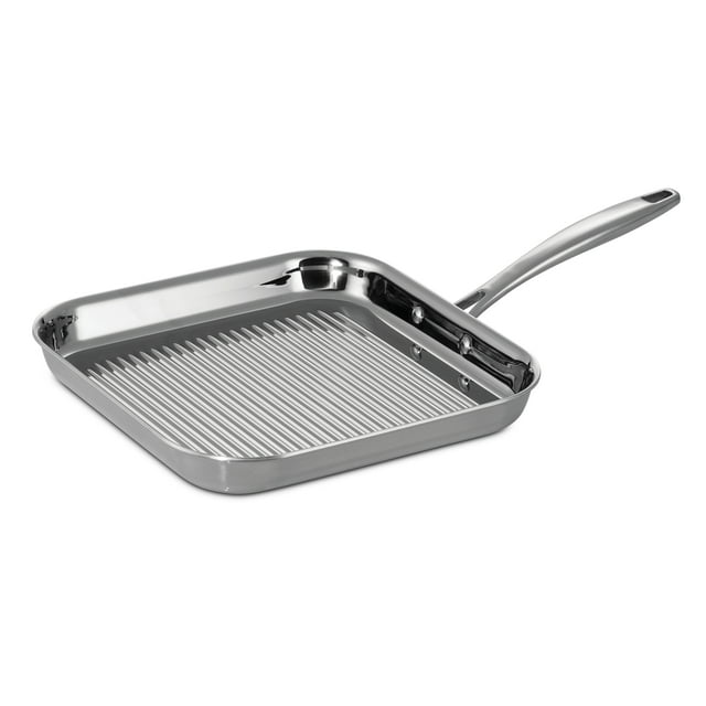 Tramontina Poêle à Griller Carrée en Acier Inoxydable à Trois Couches de 11 Pouces Signature, Compatible Induction, Lavable au Lave-Vaisselle