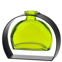 Couronne Co. Fiji Recycled Glass Vases with Arched Metal Stand, Flower Vase Decor for Living Room or Dining Table - 6 oz