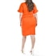 thumbnail image 3 of Vestido drapeado con botones Roman Fashion /Tallas Extras, 1059 (Naranja) naranja 42, 3 of 7