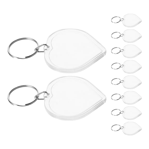 Hemobllo 10Pcs Creative Transparent Heart Pendant Keychains with Photo Insert