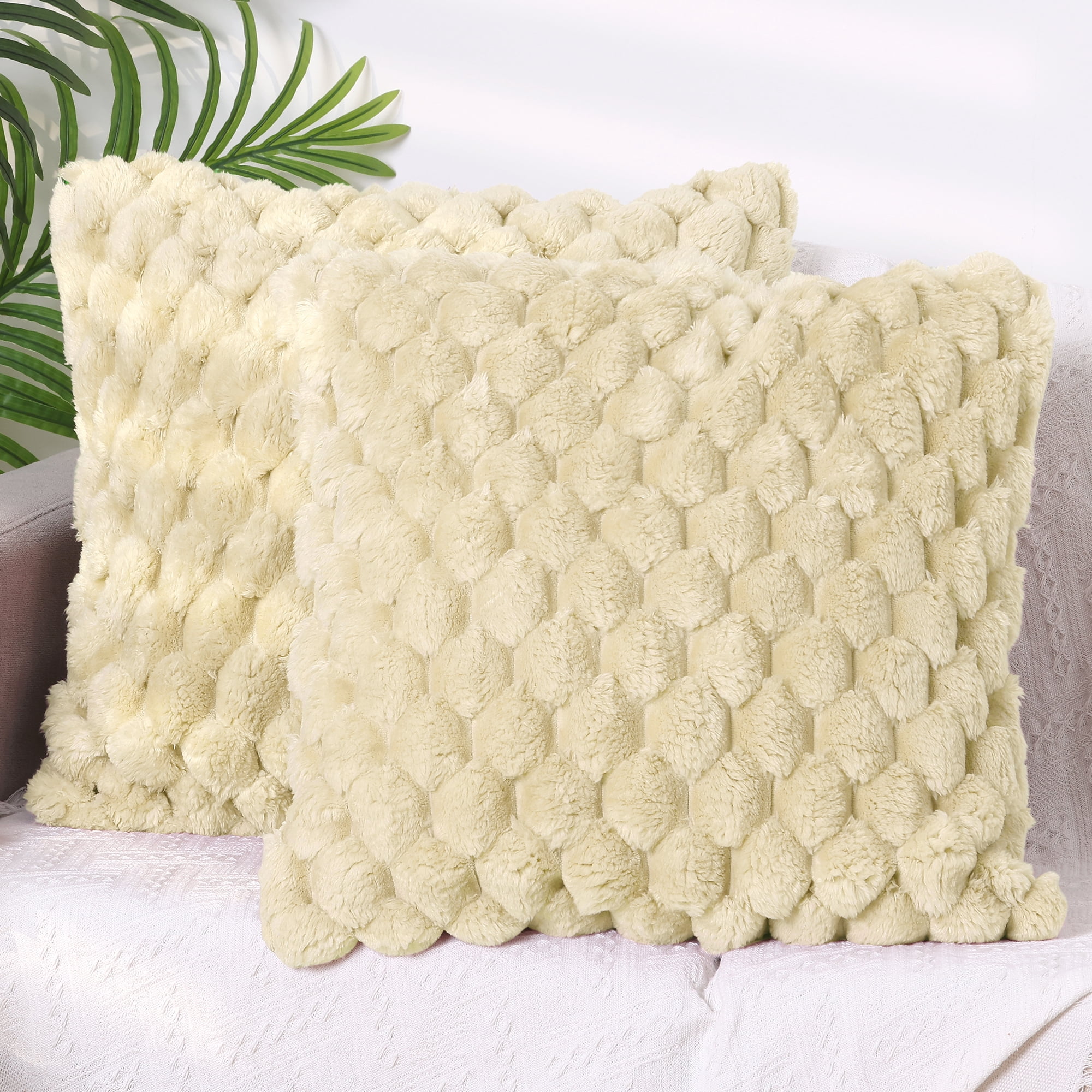 Unique Bargains 4 Pcs Throw Pillow Covers Cushion 16" x 16" Beige/White