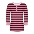 thumbnail image 5 of Womens Henley Shirts, 3/4 Sleeve Shirts for Women Summer Fashion Loose Fit Striped Printed Button Up Crewneck T-Shirts S-2XL, 5 of 6