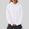 thumbnail image 2 of felwors Womens Oversized Hooded Sweatshirt with Kangaroo Pocket - Casual Daily Pullover for Men & Women White, L, 2 of 4