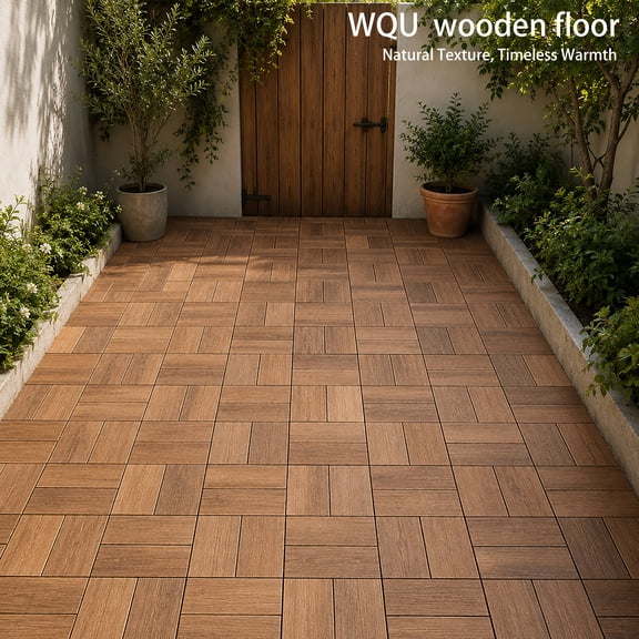 10Pcs Wood Interlocking Patio Deck Tile