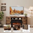 thumbnail image 3 of Sonegra 70" Fireplace TV Stand, Entertainment Center for TVs Up to 80”, TV Console with Storage Cabinets, Media Console for Living Room, Brown TV Stand and Black Fireplace, 3 of 9