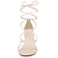 thumbnail image 3 of BLISSFUL STEP Women's Open Toe Strappy Lace Up Block Heel Sandals, 3 of 7