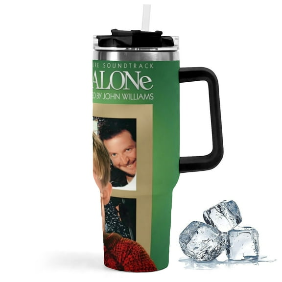 Home Alone-theme Insulated Stainless Steel Tumbler with Handle Gifts For Family Friends Fans and Straw Fits in Standard Cup Holder 40 OZ