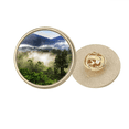 thumbnail image 1 of Brouillard Forêt Science Nature Paysage Rond Métal Broche d'Or Clip, 1 of 3