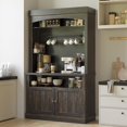 thumbnail image 2 of Home Coffee Bar Cabinet with LED Lights 72" Tall Buffet Cabinet with Storage Farmhouse Kitchen Sideboard Tall Coffee Hutch with Microwave Stand/Wine Rack/Glass Shelf Dining Room, 2 of 9