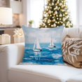 thumbnail image 4 of Ethan Taylor Beach and Coastal Throw Pillow Soft Cushion Cover 'Sailboats at Sea Nautical Watercrafts Sailing Ship' Transitional Pattern Decorative Square Accent Pillow Case, 18x18 Inches, Blue, White, 4 of 5