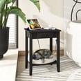 thumbnail image 3 of Nightstand with Charging Station, Solid Wood End Table with USB Ports and AC Power Outlets, Bed Side Table Night Stand Features a Drawer and Shelf for Storage - Black, 3 of 8