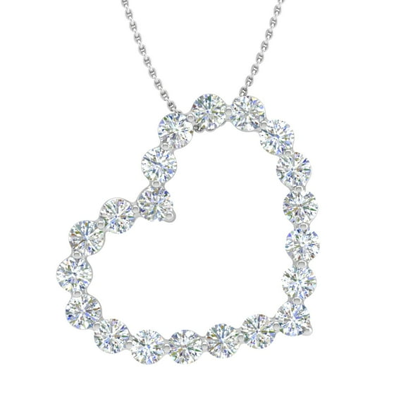 1/2 Carat Diamond Heart Pendant Necklace in 14K White Gold (Silver Chain Included)