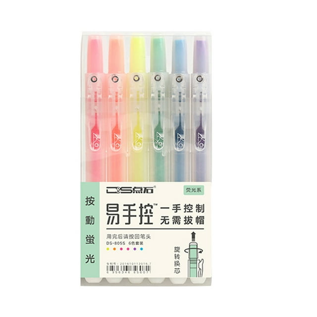 Writech Pens Drawing Pens Beautiful And Lovely Highlighter Mild Variety Of Colors, With Soft Tip, Non-permeating Color Quick Drying Easy To Hold, 6 Sets,90ml Multi-color