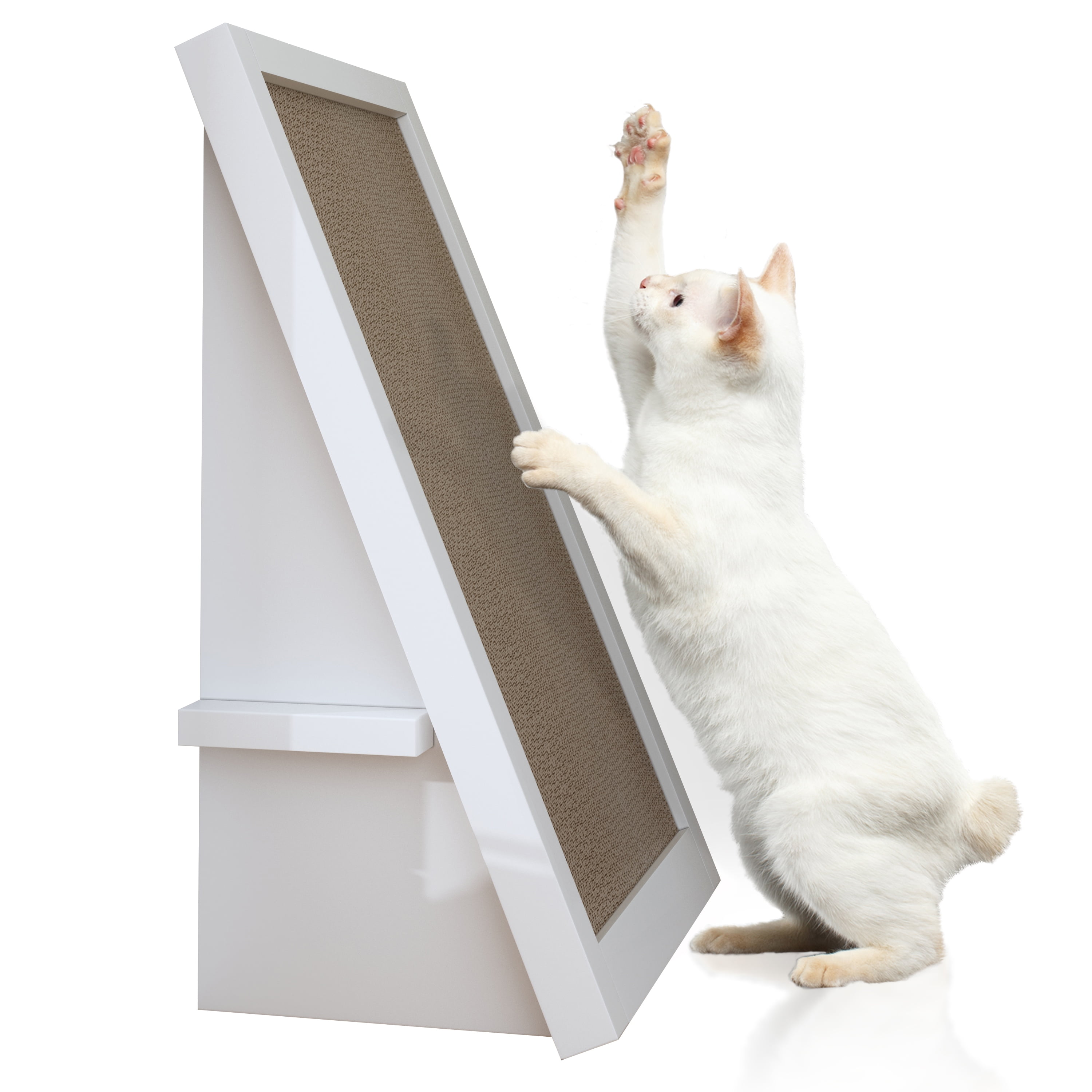 Way Basics Eco Friendly Cat Scratcher Incline, White