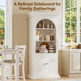 thumbnail image 4 of 71" Arched Kitchen Modern Pantry Storage Cabinet, Tall Display Cabinet for Dining Room or Living Room with 1 Glass Door and 1 Open Shelf Cabinet with Drawers, White with Gold Handles, 2 of Set, 4 of 10