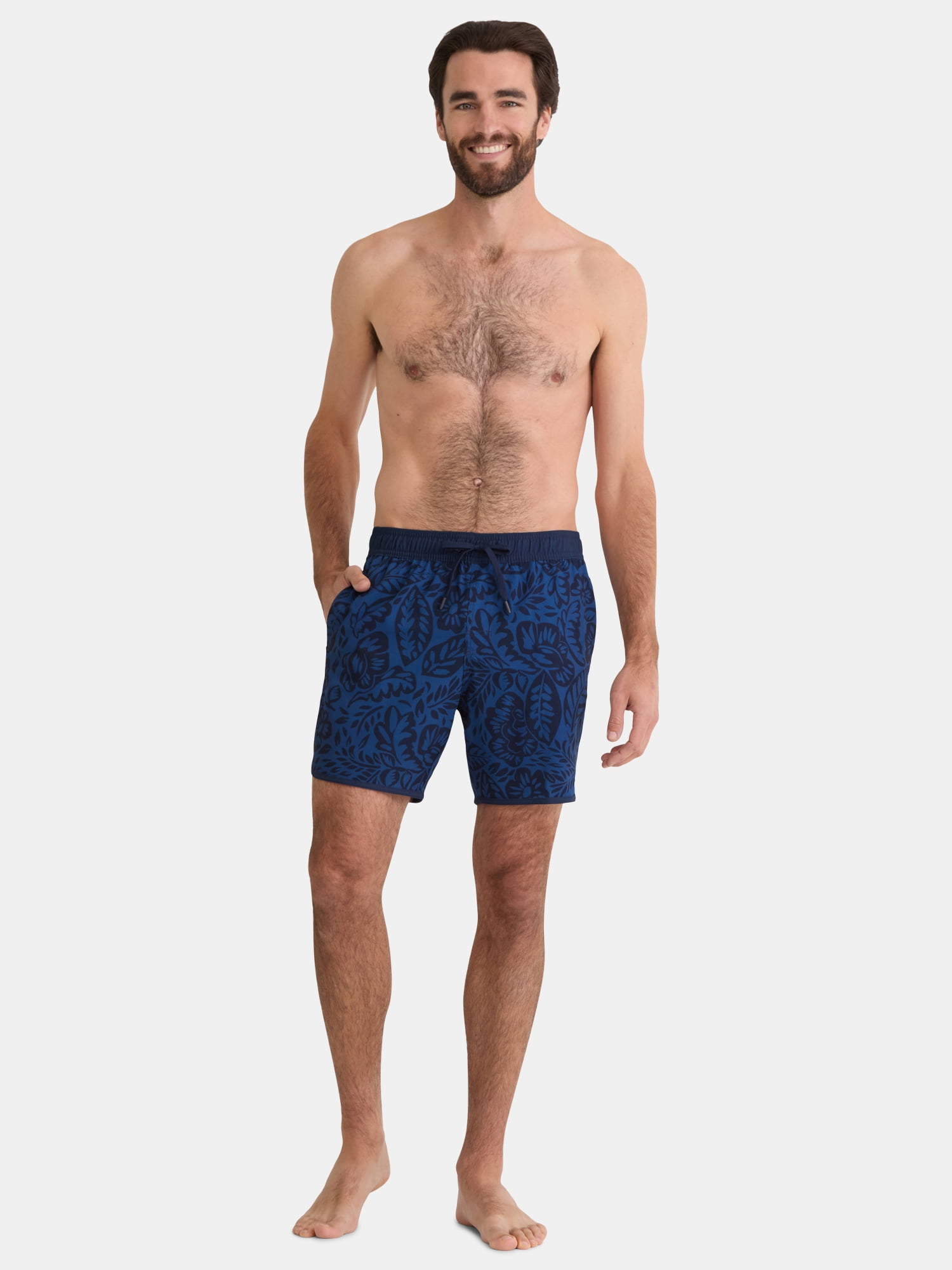 George Men's & Big Men's Dolphin Hem Swim Trunks, 7" Inseam, Size XS-3XL