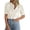 Beige, variant on Womens Summer Lace Tops Short Puff Sleeve Casual Dressy Blouses Eyelet Crew Neck Buttom Down Shirts
