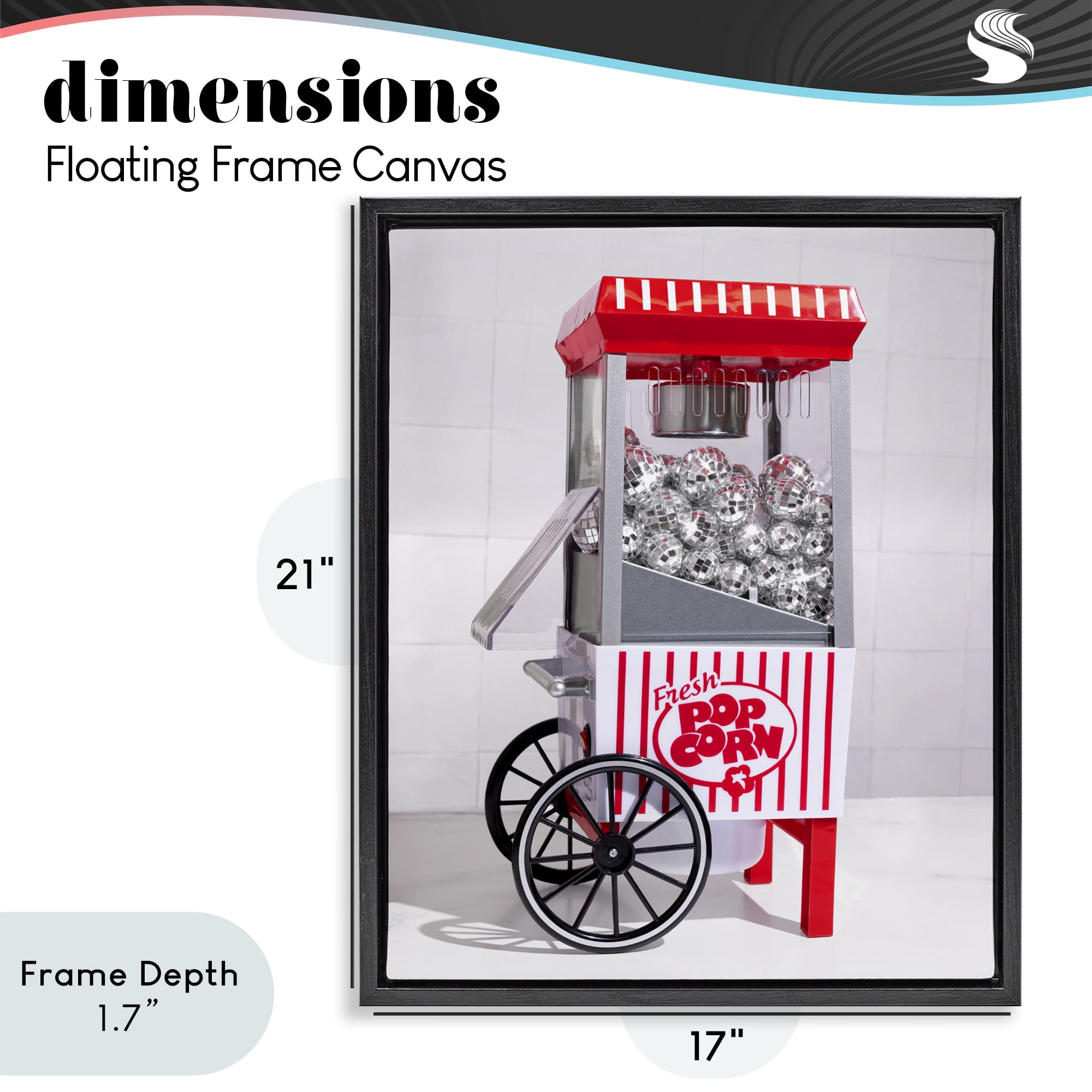 Stupell Industries Fun Disco Popcorn Machine Black Framed Floater Canvas Wall Art, design by LISH Creative