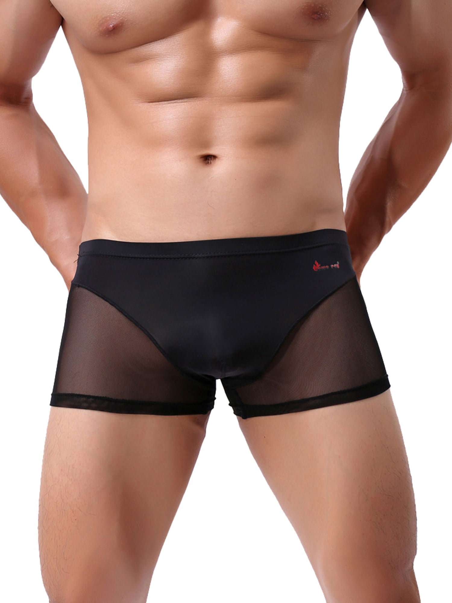 Boxer Men's Underwear Ice Silk Boxer Briefs Printed Seamless Panties Flex Waistband 
