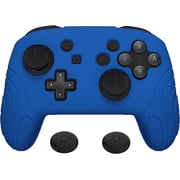 PlayVital Samurai Edition Ergonomic Silicone Skin Protective Case for Nintendo Switch Pro Controller, Soft Anti-Slip Controller Grip Protector for Nintendo Switch Pro with Thumb Grip Caps - Blue