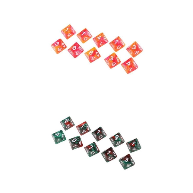 20pcs 10 Caras D10 Dados Poliédricos De Doble Color Para DND RPG MTG Naranja Rojo Baoblaze Dados poliédricos