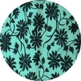 thumbnail image 1 of Ahgly Company Indoor Round Oriental Turquoise Blue Industrial Area Rugs, 4' Round, 1 of 4
