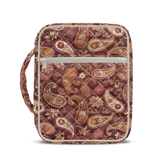 chaqlin Flower Bible Cover Case for Women Quilted Bible Carrying Case Portable Church Bag Bible Protector with Handle Zippered Pocket