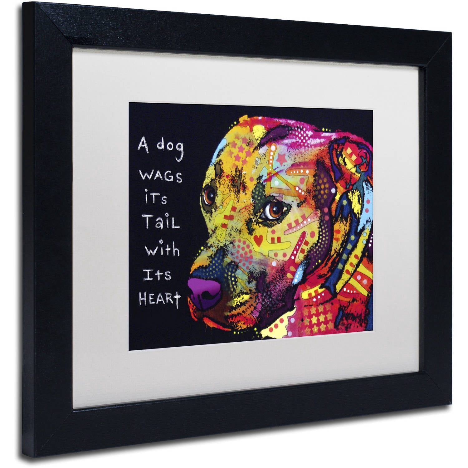 Trademark Fine Art "Gratitude Pitbull" Canvas Art by Dean Russo, White Matte, Black Frame