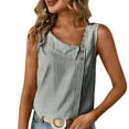 thumbnail image 4 of UAMVSH Womens Tank Tops Button Asymmetrical V Neck Striped T Shirts Dressy Casual Business Work Tunics Blouses Summer Trendy Clothes, 4 of 4