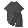 thumbnail image 3 of Conjunto de camisetas y pantalones cortos con cuello redondo y manga corta con estampado NOFS informal a la moda para hombre Gris oscuro, 3 of 3