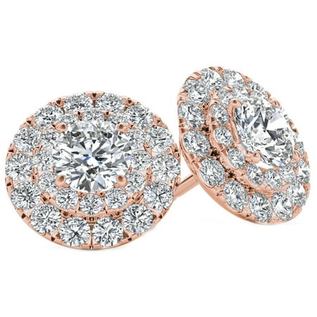 1 Carat T.W. Diamond 10kt Rose Gold Double-Halo Stud Earrings