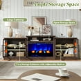 thumbnail image 4 of Merluxy 97" Farmhouse Fireplace TV Stand, Entertainment Center with Large Storage Space and Adjustable Shelf for Living Room, Rustic Brown, 4 of 8